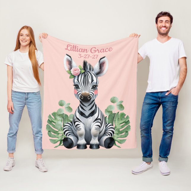 Manta Polar Chicas de cebra bebé personalizados Rubor Safari (In situ)