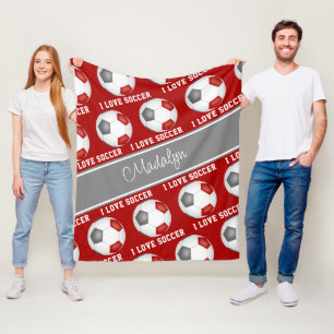 Manta Polar chicas decoración deportiva gris rojo Me encanta e