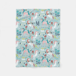 Manta Polar Chicas del arco iris azul de Unicornio impresos en