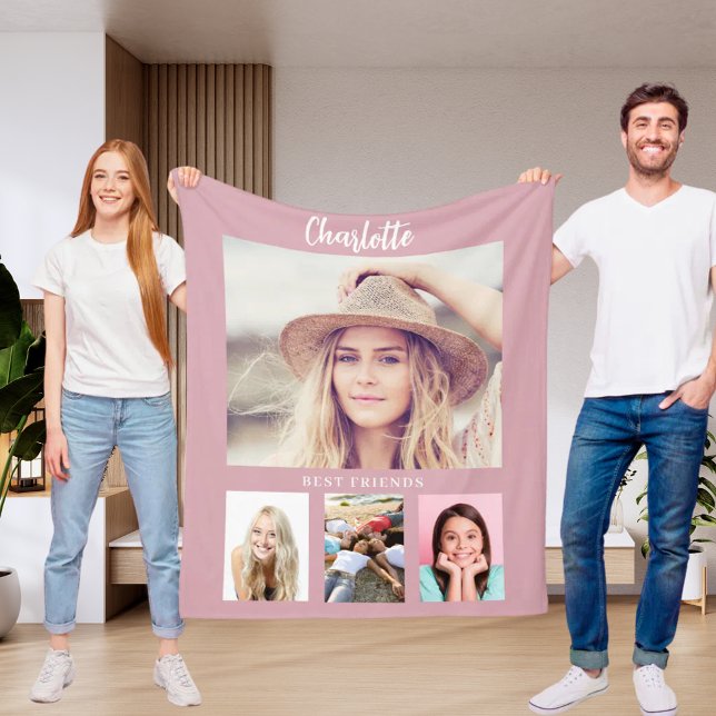 Manta Polar Chicas del collage de fotografías en rosa y turbio (Subido por el creador)
