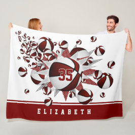 Manta Polar chicas estrellas de baloncesto maroon blanco perso