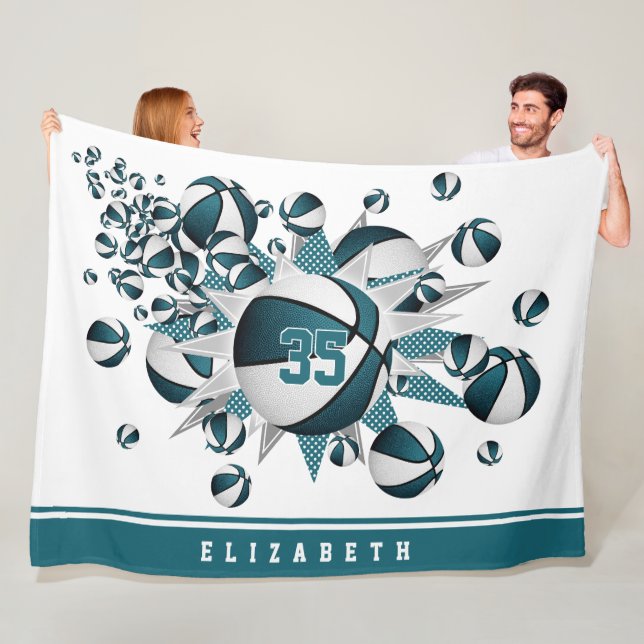 Manta Polar chicas estrellas de baloncesto verde azulado blanc (In situ)