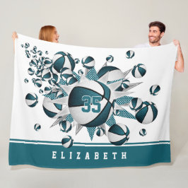 Manta Polar chicas estrellas de baloncesto verde azulado blanc