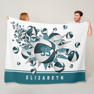 Manta Polar chicas estrellas de baloncesto verde azulado blanc