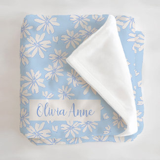 Manta Polar Chicas Florales Blue Daisy Personalizado Fleece Bl
