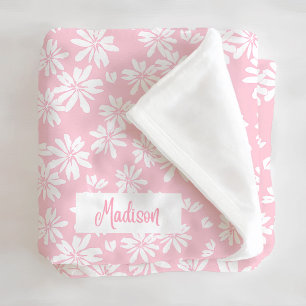 Manta Polar Chicas florales rosados Personalizado Fleece Blank