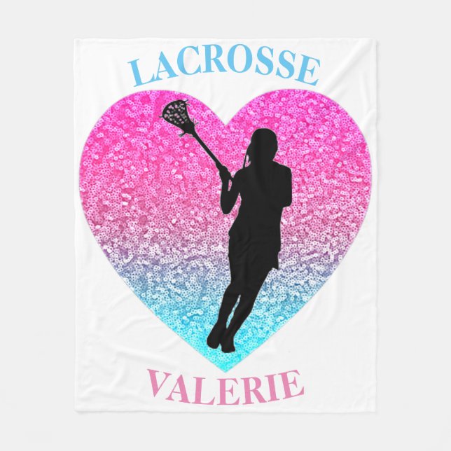 Manta Polar Chicas Lacrosse Fleece Blanket con su nombre (Anverso)