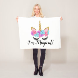 Manta Polar Chicas mágicos del unicornio del oro de las flores