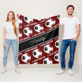 Manta Polar chicas maroon negro balones de fútbol patrón de te