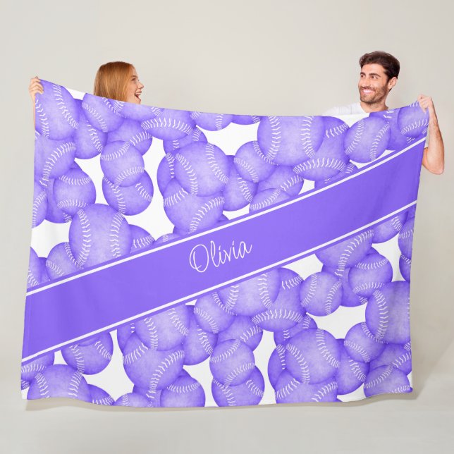 Manta Polar chicas modelo de softball púrpura monogramado (In situ)