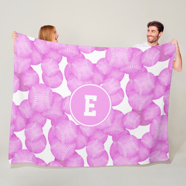 Manta Polar chicas modelo de softball rosado monogramado (In situ)