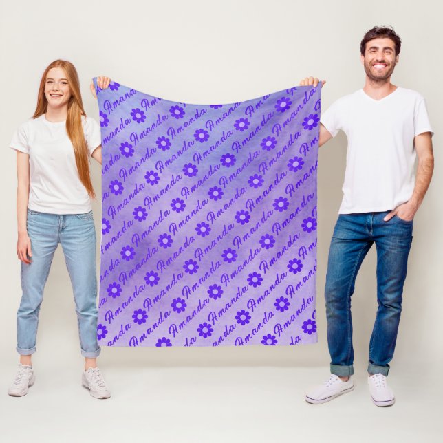 Manta Polar Chicas morados claros floridos Fleece Blanket (In situ)