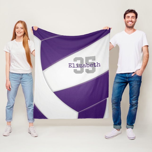 Manta Polar chicas o niños de voleibol blanco morado personali (In situ)