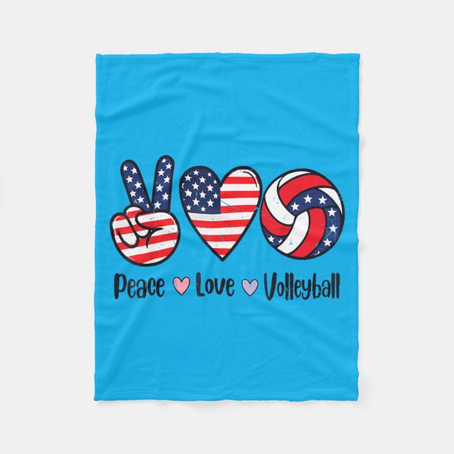 Manta Polar Chicas Paz Amor Voleibol 4 de julio Americano (Anverso)