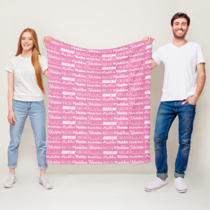 Manta Polar Chicas rosados personalizados Nombre Collage Cuta