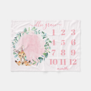 Manta Polar Chicas Rubor Bebé Rosa Kangaroo Milestone Blanket