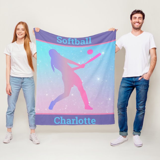 Manta Polar Chicas Softball Pastel Fleece Blanket (In situ)