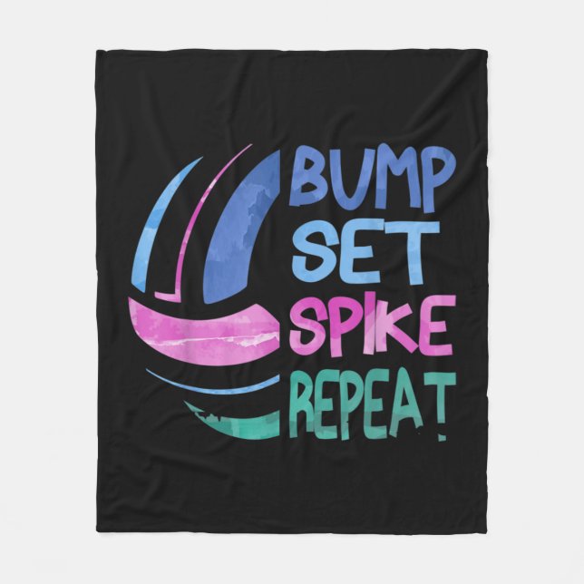 Manta Polar Chicas Voleibol Bump Set Spike Repetir Blue Purple (Anverso)