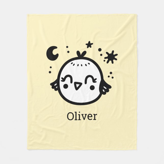 Manta Polar Chick alegre - Kawaii Bird Line Art" (Anverso)