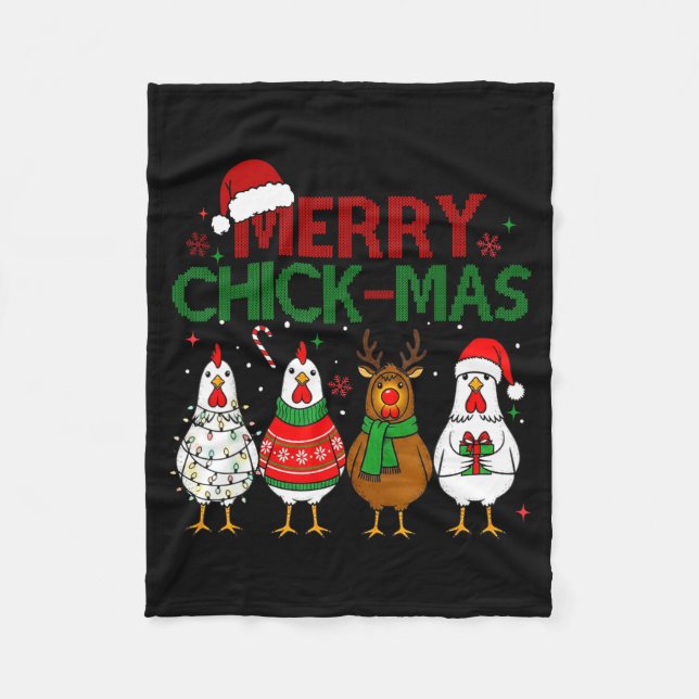 Manta Polar Chicken Christmas Santa Hat Merry Chickmas Xmas Fa (Anverso)