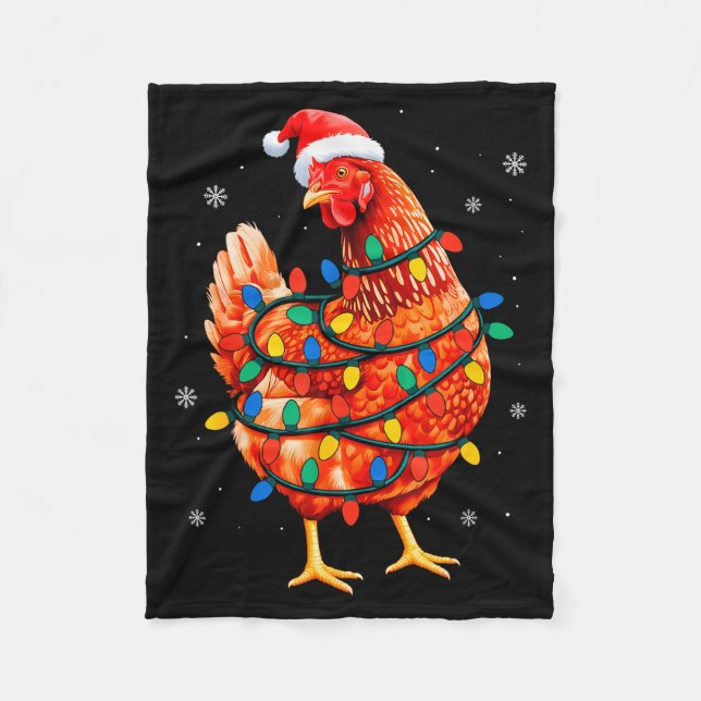 Manta Polar Chicken Christmas Tree Lights Farm Animal Santa Xm (Anverso)