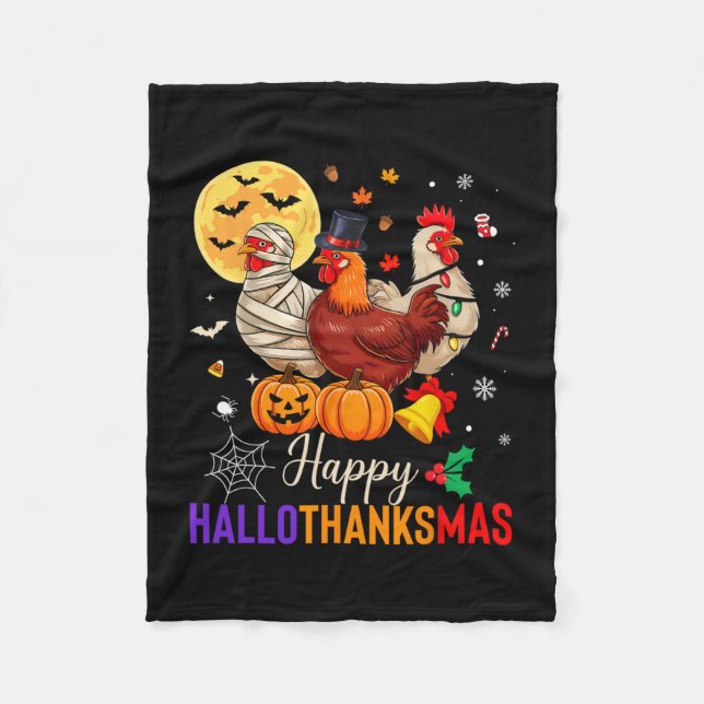 Manta Polar Chicken Halloween Thanksgiving Xmas Happy Hallotha (Anverso)