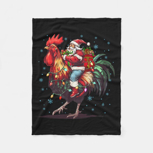 Manta Polar Chicken Lover Xmas Divertido Santa Riendo Pollo Ch (Anverso)