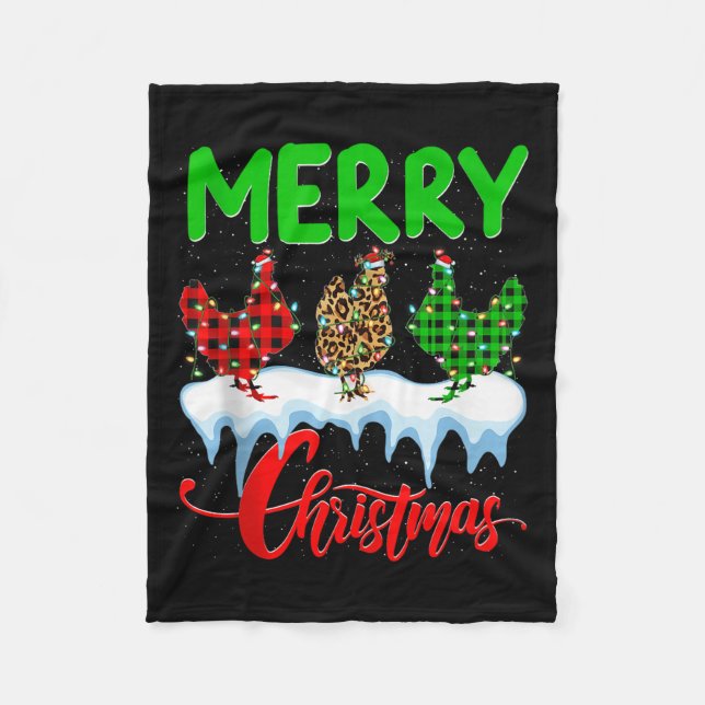 Manta Polar Chicken Merry Christmas Pajamas Leopard Buffalo Pl (Anverso)