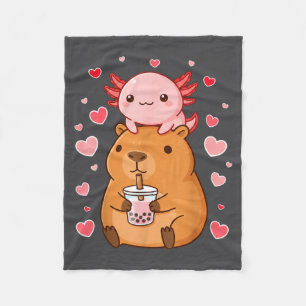Manta Polar Chicos Chicas Té de Burbujas Capybara Axolotl Kawa