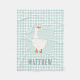 Manta Polar Chicos Cute Blue Gingham Goose Farm Niños
