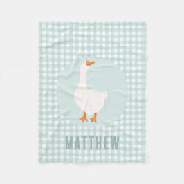 Manta Polar Chicos Cute Blue Gingham Goose Farm Niños