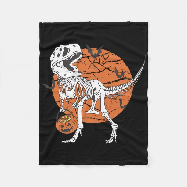 Manta Polar Chicos de Halloween Dinosaurio Esqueleto T Rex Cal (Anverso)