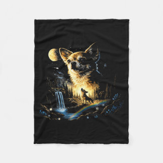 Manta Polar Chihuahua aullando a la luna vintage divertido