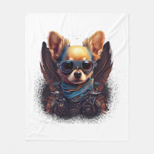 Manta Polar Chihuahua Biker Motociclista Riando Perro Papá