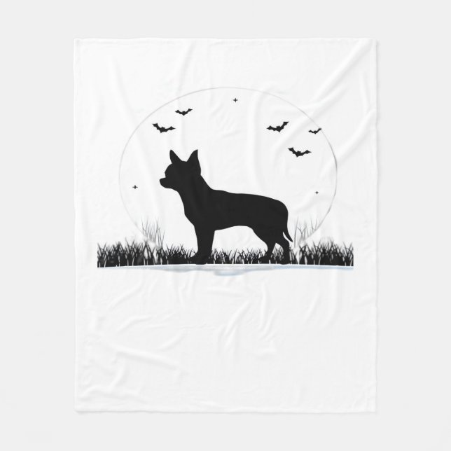 Manta Polar Chihuahua Dog - Halloween Moon Silhouette Classic (Anverso)
