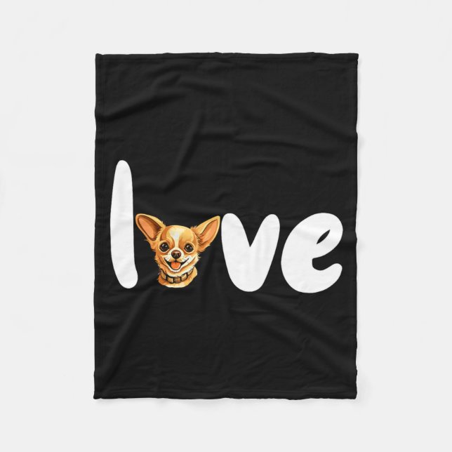 Manta Polar Chihuahua Dog Love For Valentines Day  (Anverso)