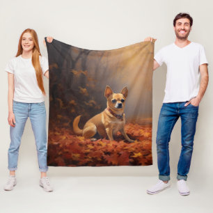 Manta Polar Chihuahua en Otoño Hojas que Caen Inspiran