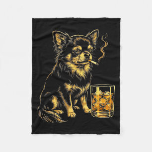 Manta Polar Chihuahua fumador vintage gráfico divertido meme d