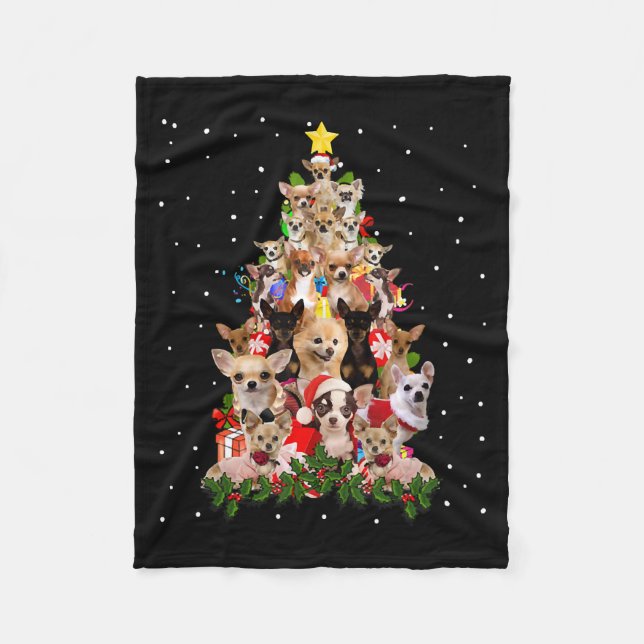 Manta Polar chihuahua navidad árbol de navidad regalo chihuahu (Anverso)