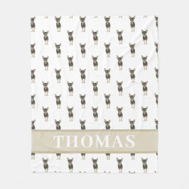 Manta Polar Chihuahua personalizado (negro y tan)