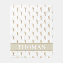 Manta Polar Chihuahua Personalizado (Pelo Corto, Beige)