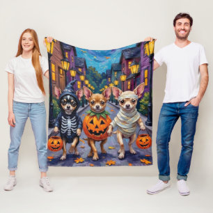 Manta Polar Chihuahua pidiendo dulces con disfraces de Hallowe