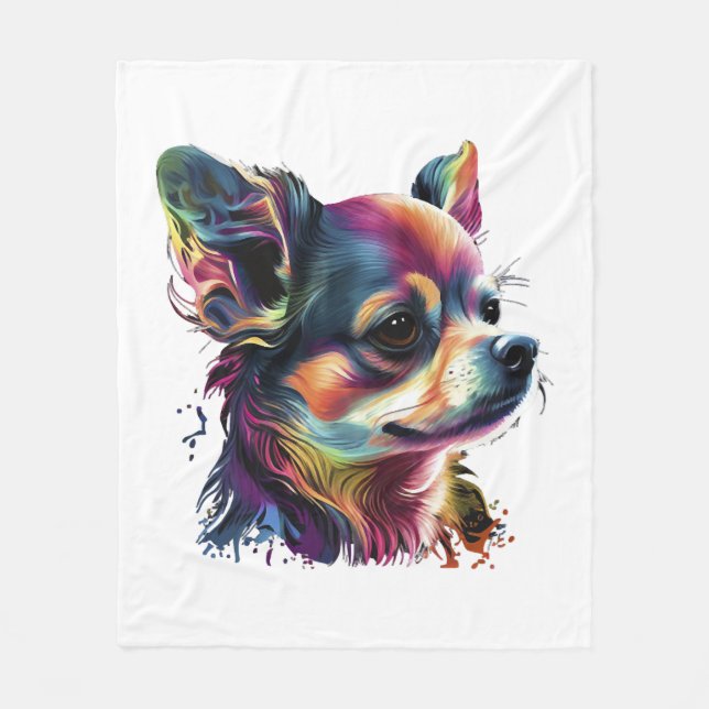 Manta Polar Chihuahua Resumen Pintura Color Cute Perro (Anverso)