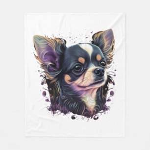Manta Polar Chihuahua Resumen Pintura Color Cute Perro