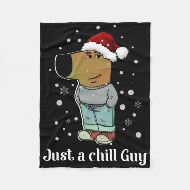 Manta Polar Chill Guy Dog With Christmas Hat Funny Chill Guy M (Anverso)