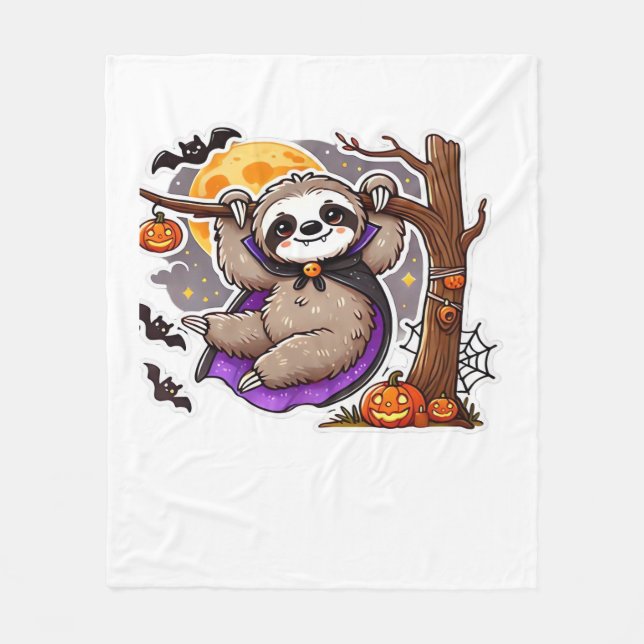 Manta Polar Chill Thrills Halloween Sloth T-Shirt sobredimensi (Anverso)