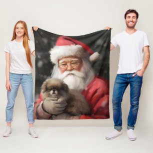 Manta Polar Chin japonés con Navidades festivos de Santa Claus