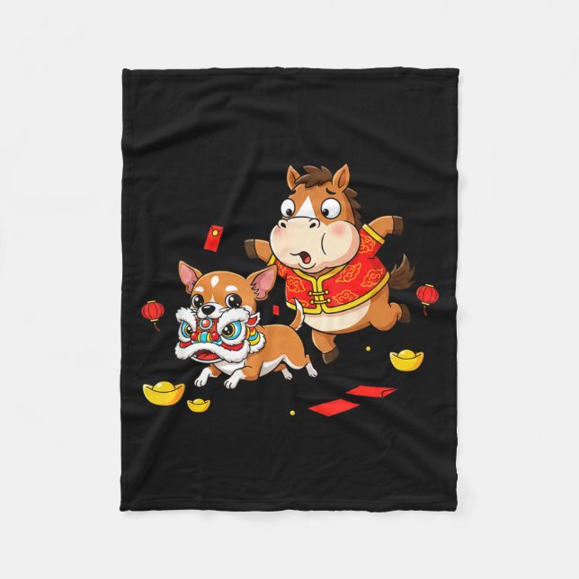 Manta Polar Chinese Horse Chihuahua Funny Kid Mens Womens Happ (Anverso)