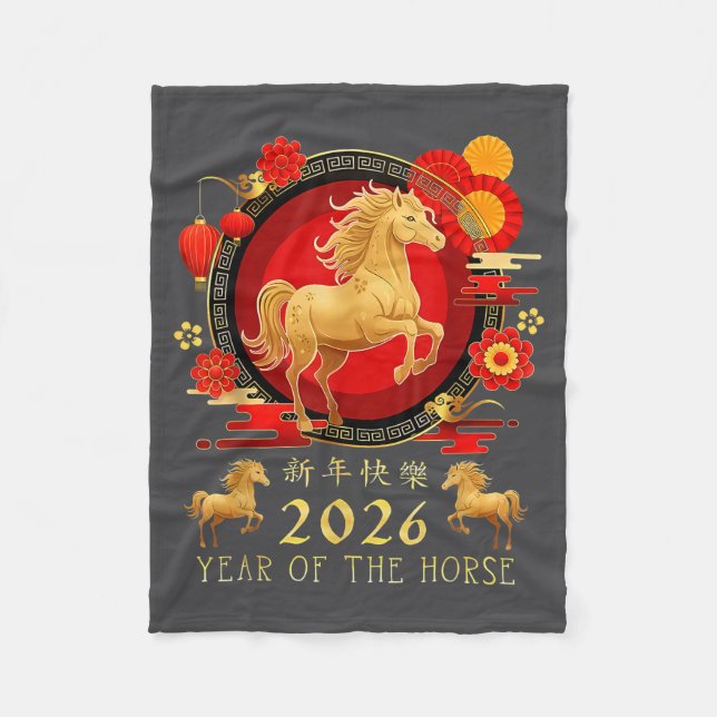 Manta Polar Chinese New Year 2026 Horse Happy Chinese New Year (Anverso)