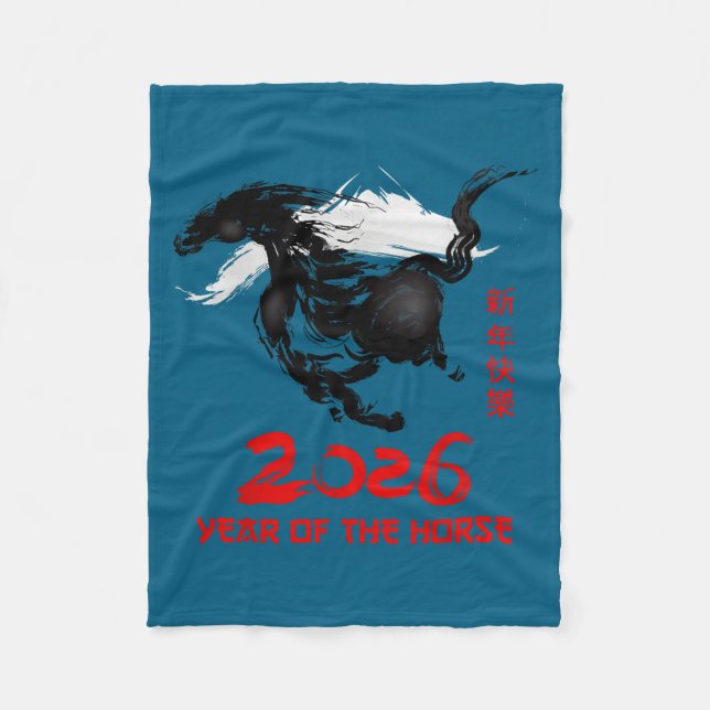 Manta Polar Chinese New Year 2026 Year Of The Horse Happy Luna (Anverso)